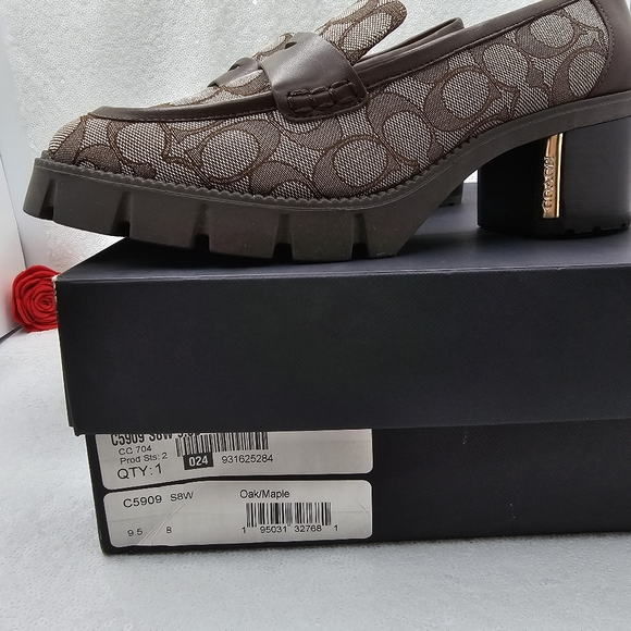 Coach Cora Loafer Pump Signature Jacquard Office Casual Chunky Classic - Picture 10 of 12